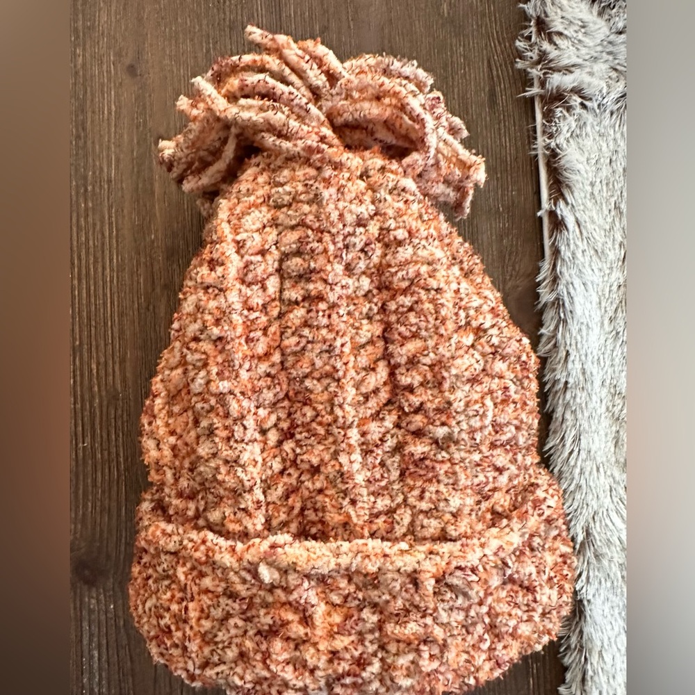 Handmade crochet fall colors knitted beanie hat
